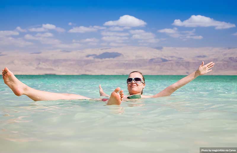 Floating on the salty waters of the Dead Sea