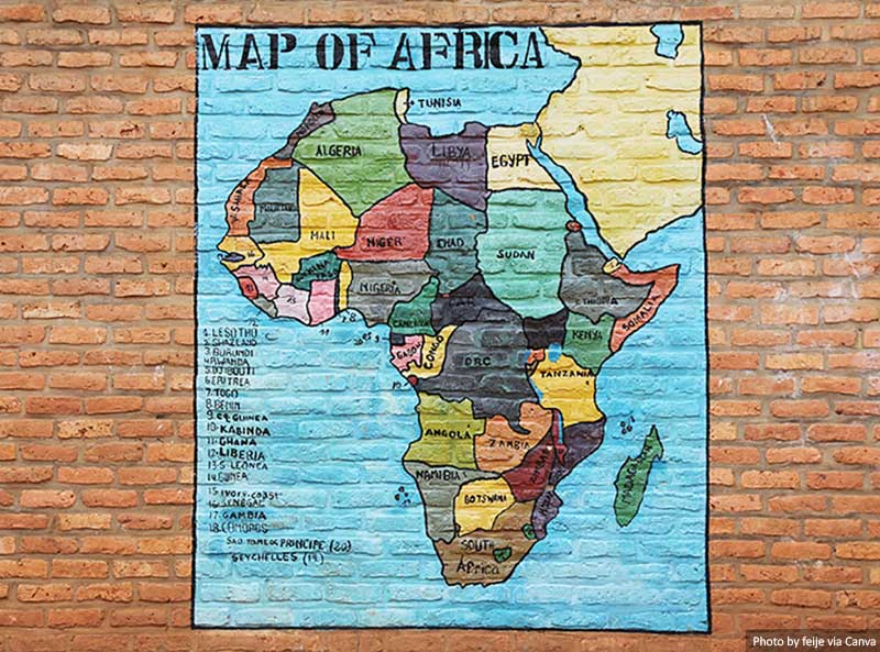 Map of Africa on a wall