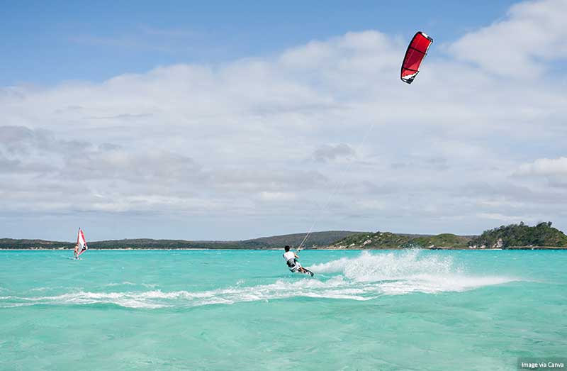 Kitesurfing in the lagoon