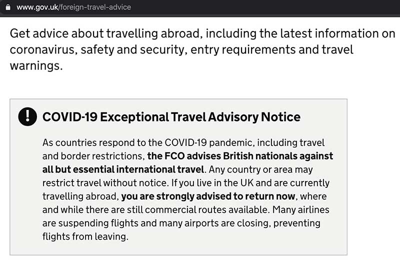 fco no travel list