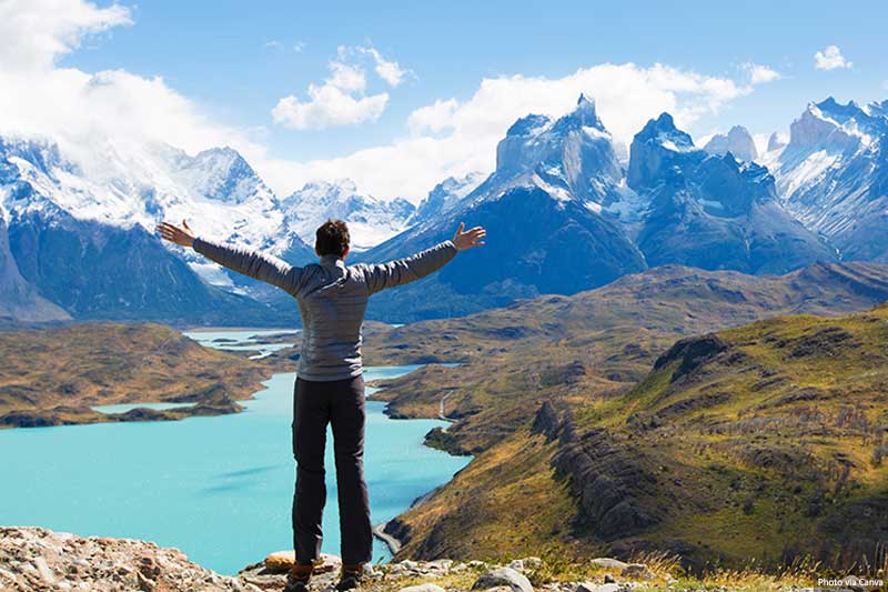 Man celebrating in Patagonia