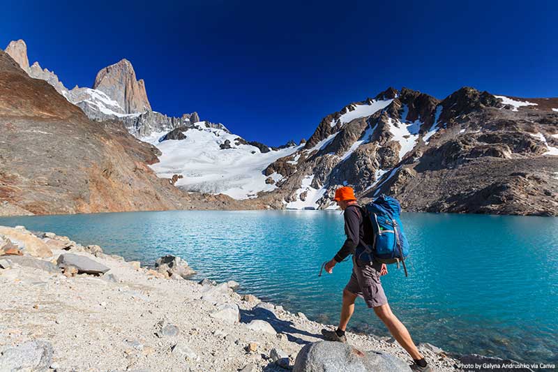 Man hiking in Patagonia