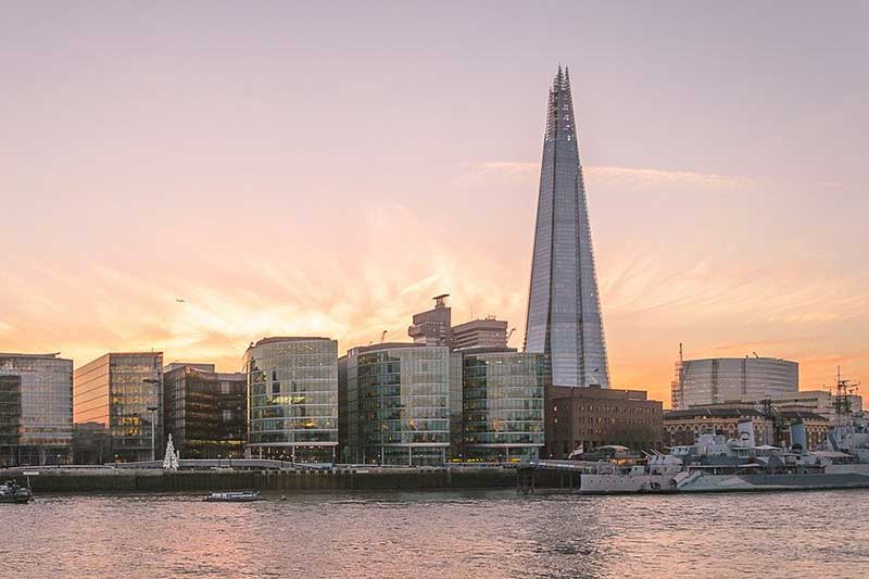 Shard in London at sunset