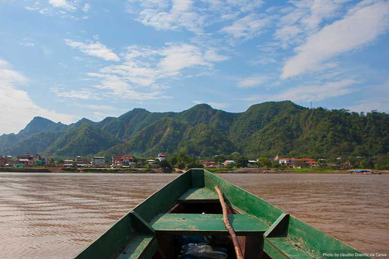 Boats on the river in the Bolivian Amazon