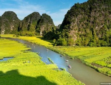 Majestic scenery on Ngo Dong river in Tam Coc Bich Dong