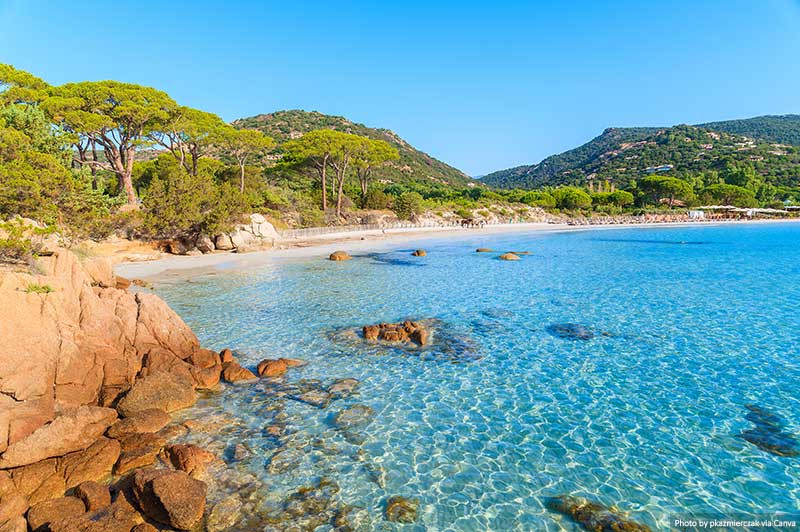 Palombaggia beach on Corsica island, France