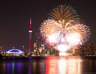 Toronto and fireworks from the Toronto Islands