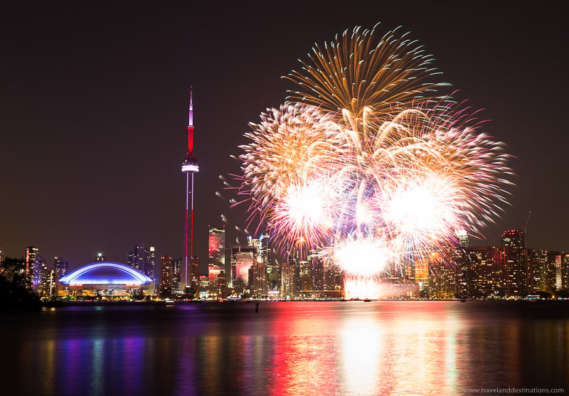 Toronto and fireworks from the Toronto Islands
