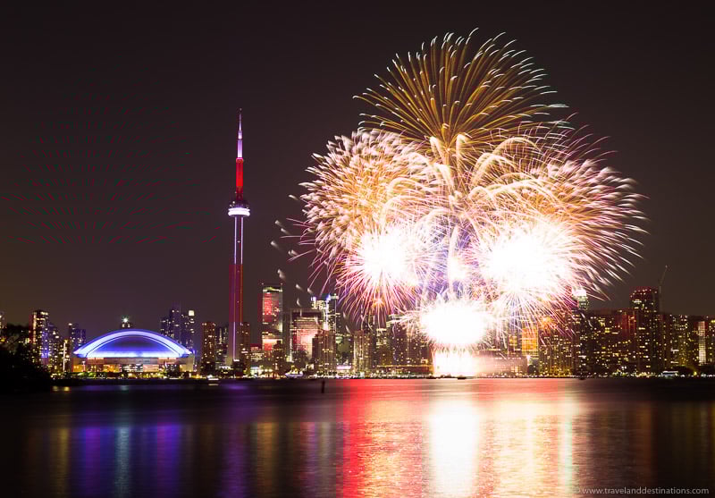 Toronto and fireworks from the Toronto Islands
