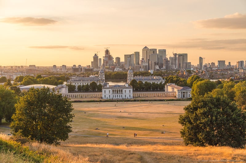 Views from Greenwich Park at sunset