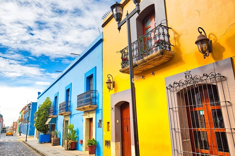 Colourful buildings, historic center, Oaxaca