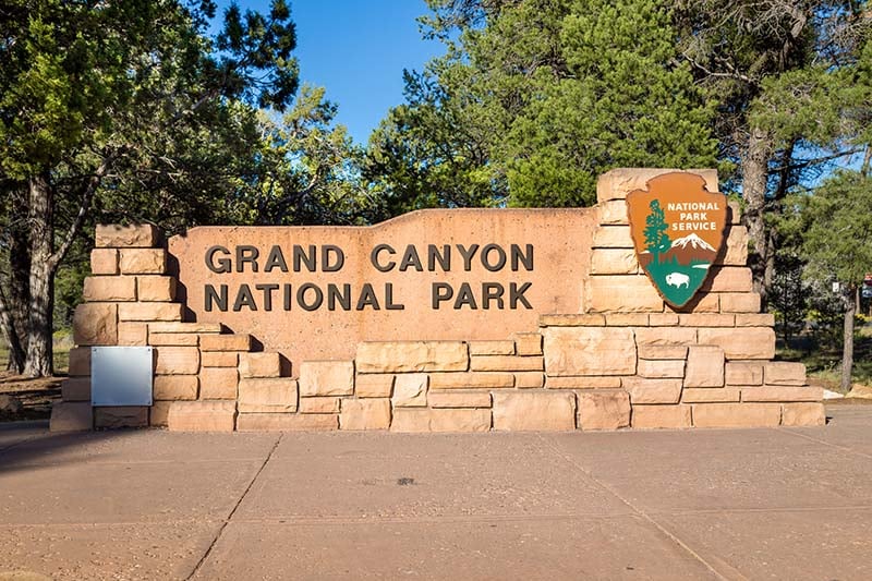 Entrance sign to the Grand Canyon National Park