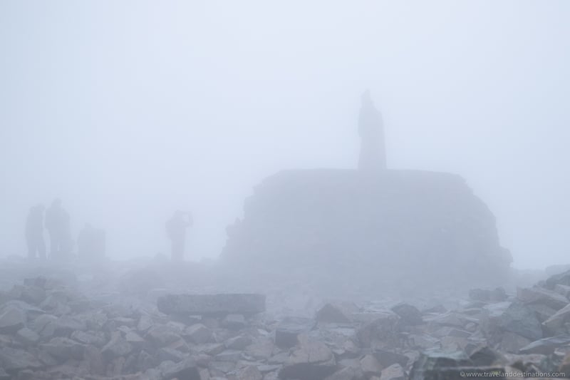 Very foggy summit views on Ben Nevis