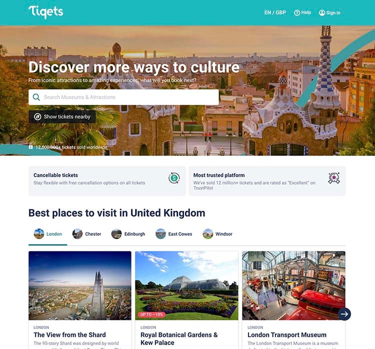 Tiqets screenshot