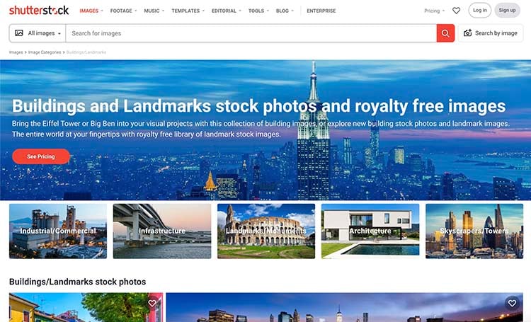 Shutterstock screenshot