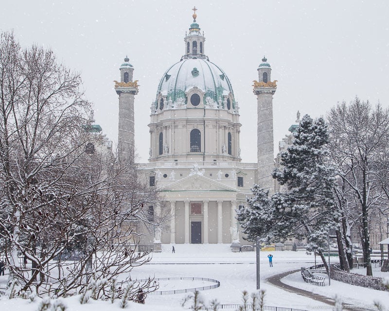 Vienna in the winter with snow