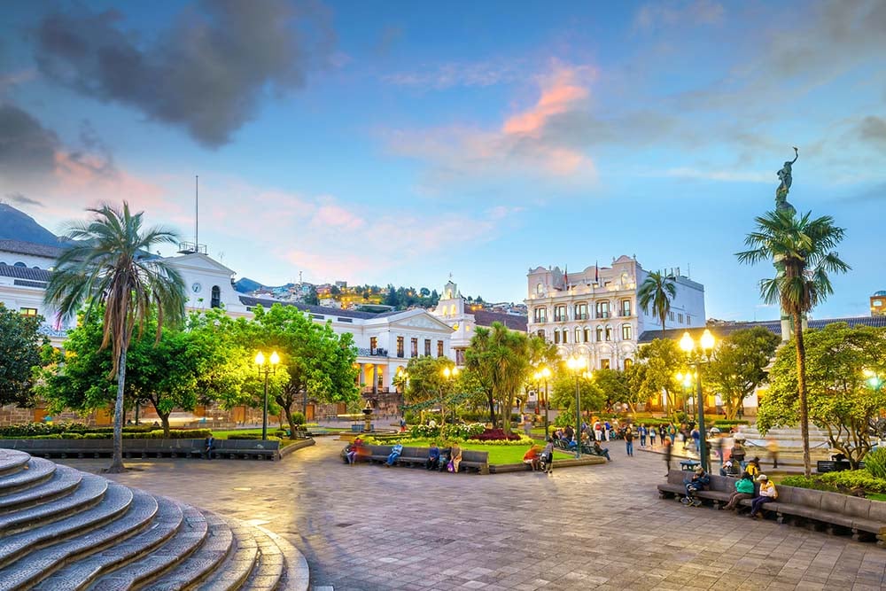 Plaza Grande in Quito at night