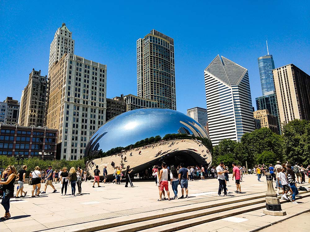 Chicago bean and skyline