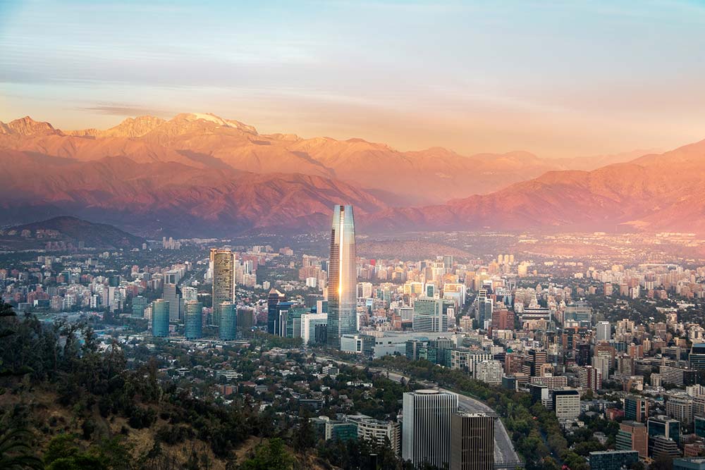 Santiago skyline in Chile