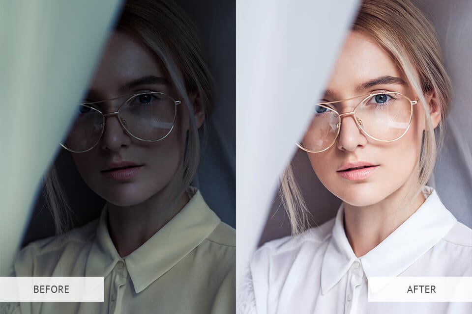 Portrait presets - example before and after image