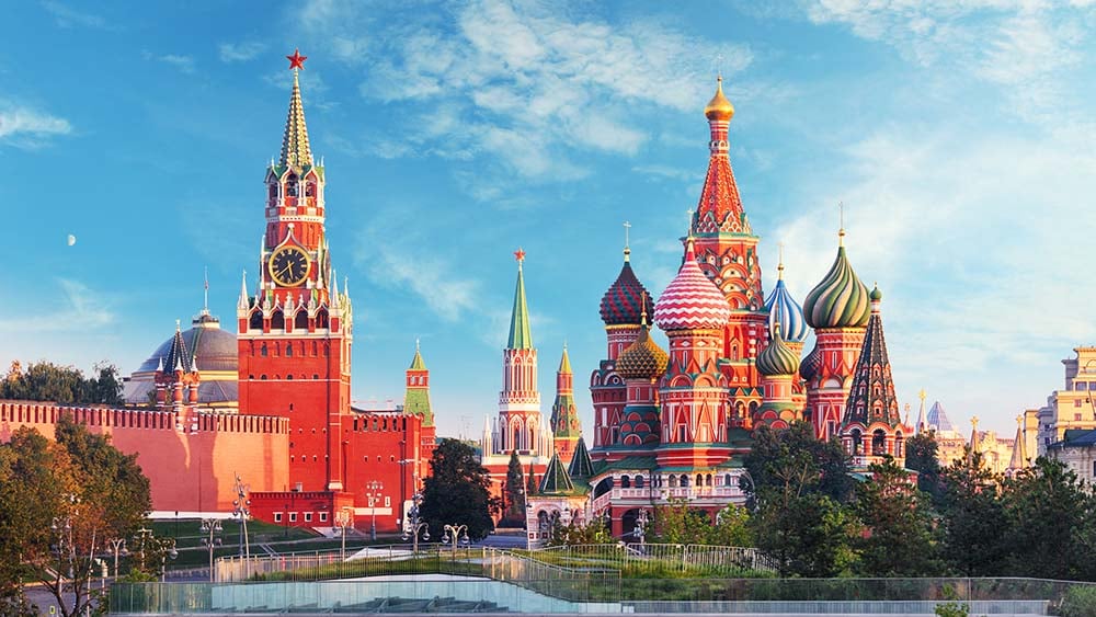 St Basil's Cathedral and the Kremlin in Moscow