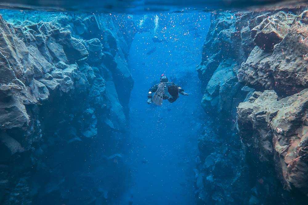 Swimming at the Silfra Fissure, Thingvellir National Park