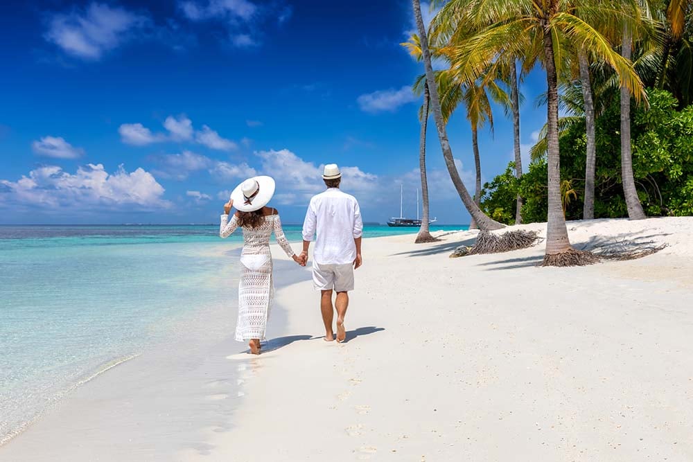 A couple in the Maldives