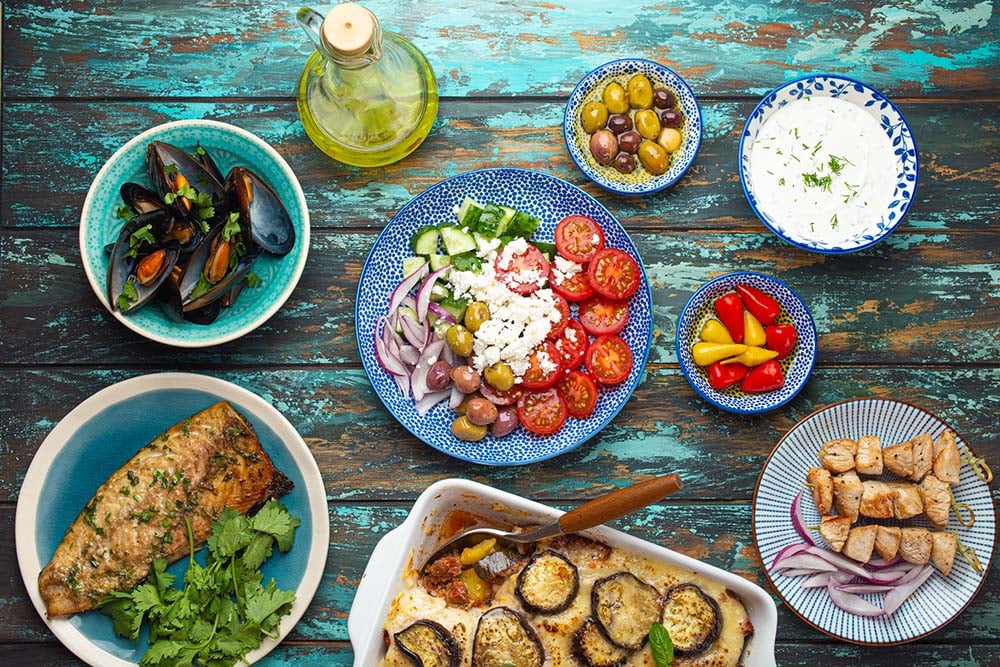 Selection of Greek food