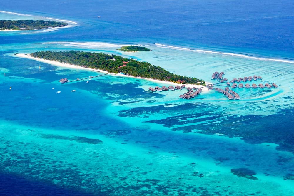 Maldives islands aerial view