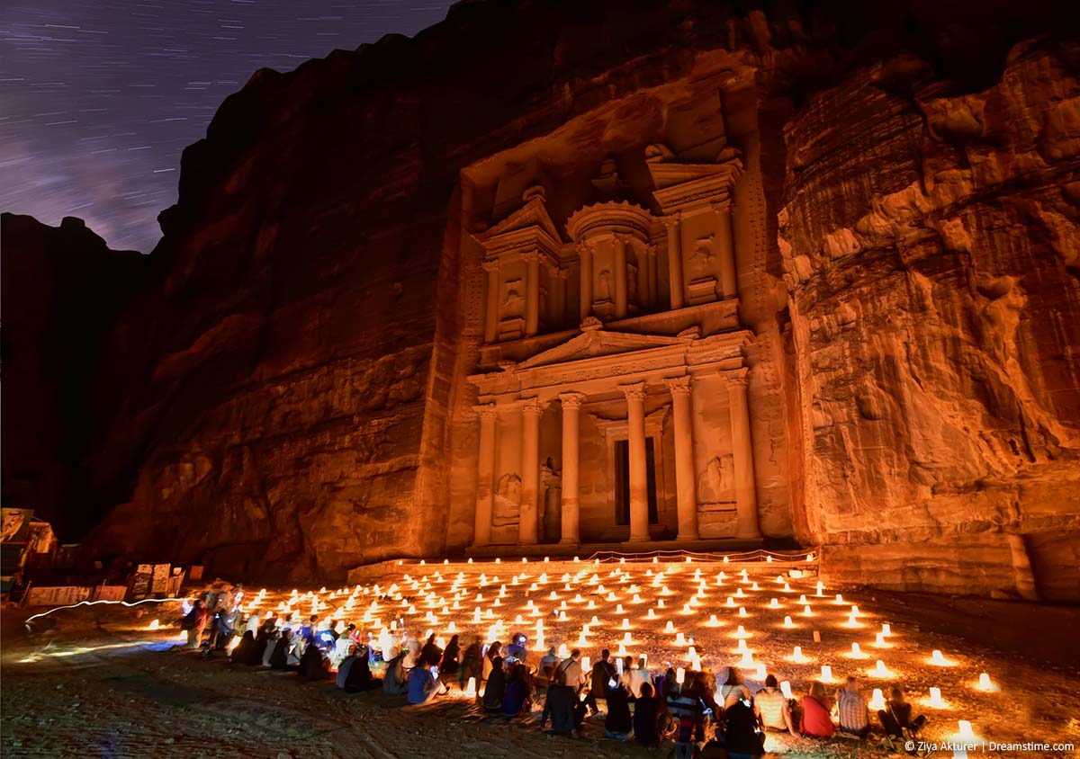 Petra in Jordan at night