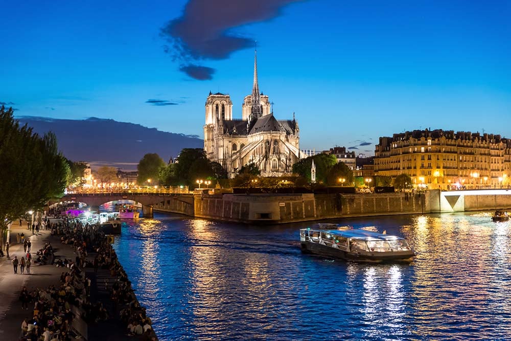 River cruise in Paris at night