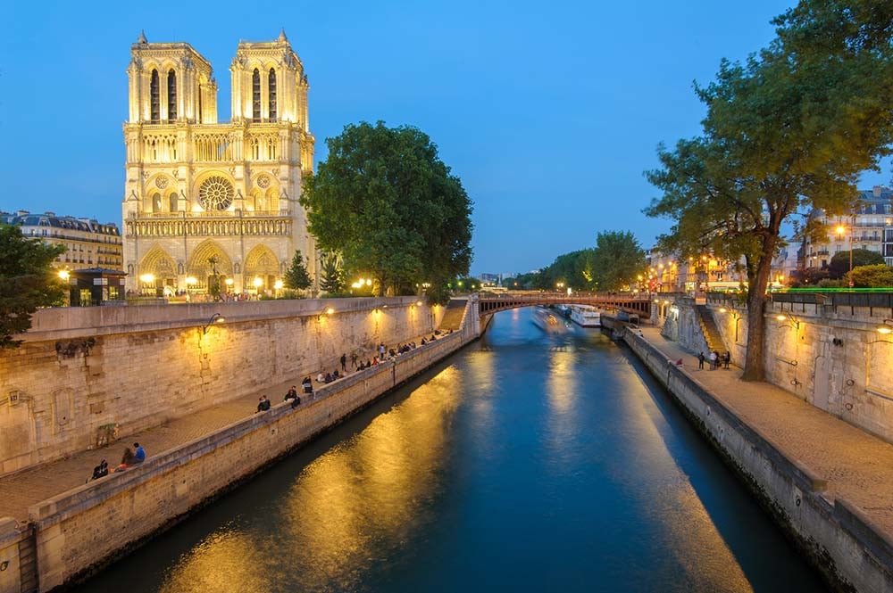 The river Seine at night
