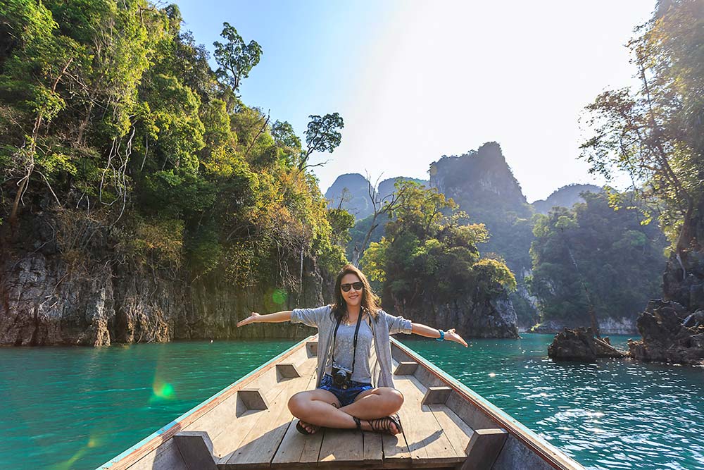 A lady travelling in nature