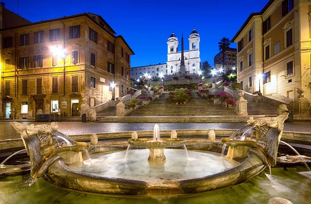 Spanish Steps in Rome at night