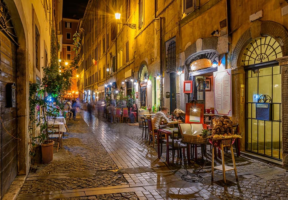 Streets of Rome at night