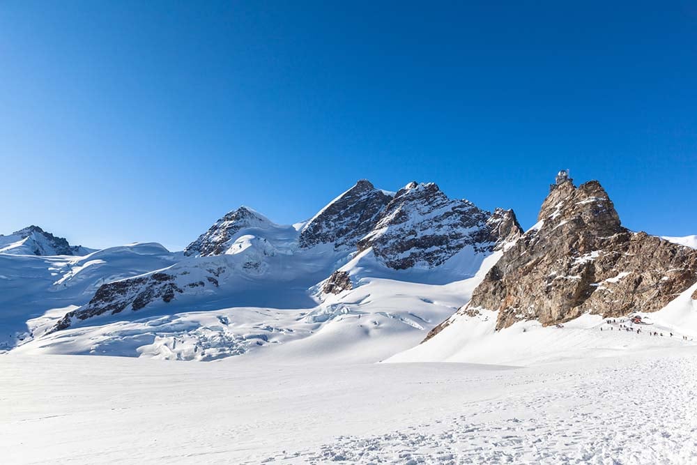 Jungfraujoch covered in snow