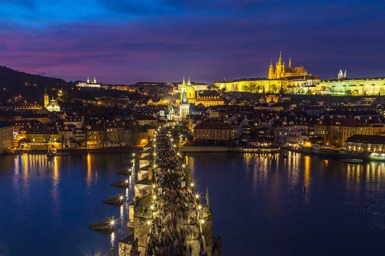 Prague skyline at night