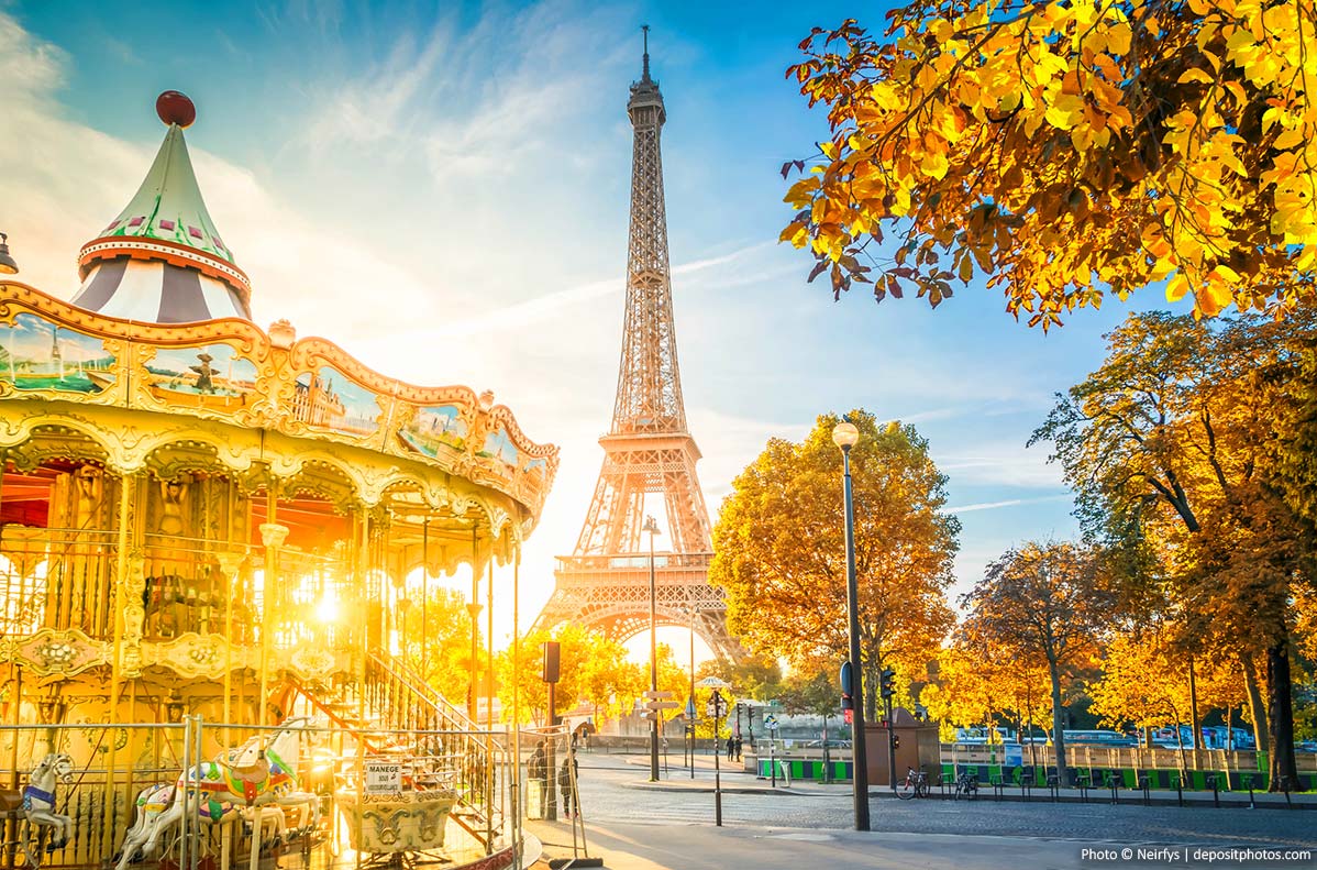 views of the Eiffel Tower and a carousel