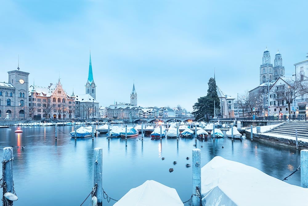 Zurich old town in the winter