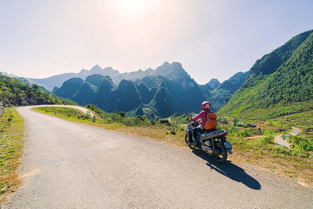 Person on a motorbike in North Vietnam