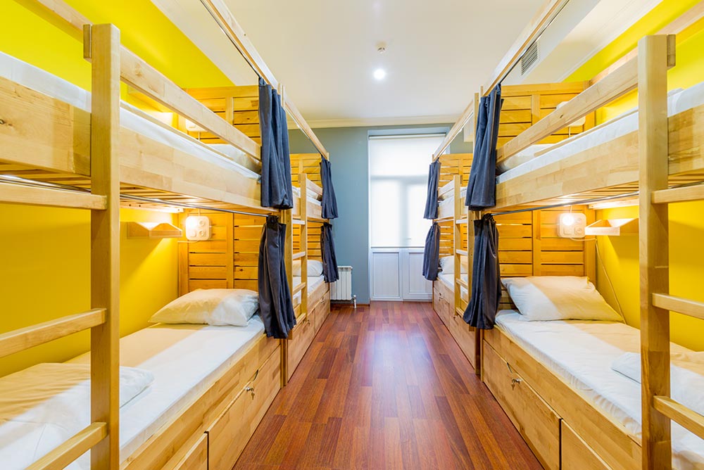 Dorm room in a hostel