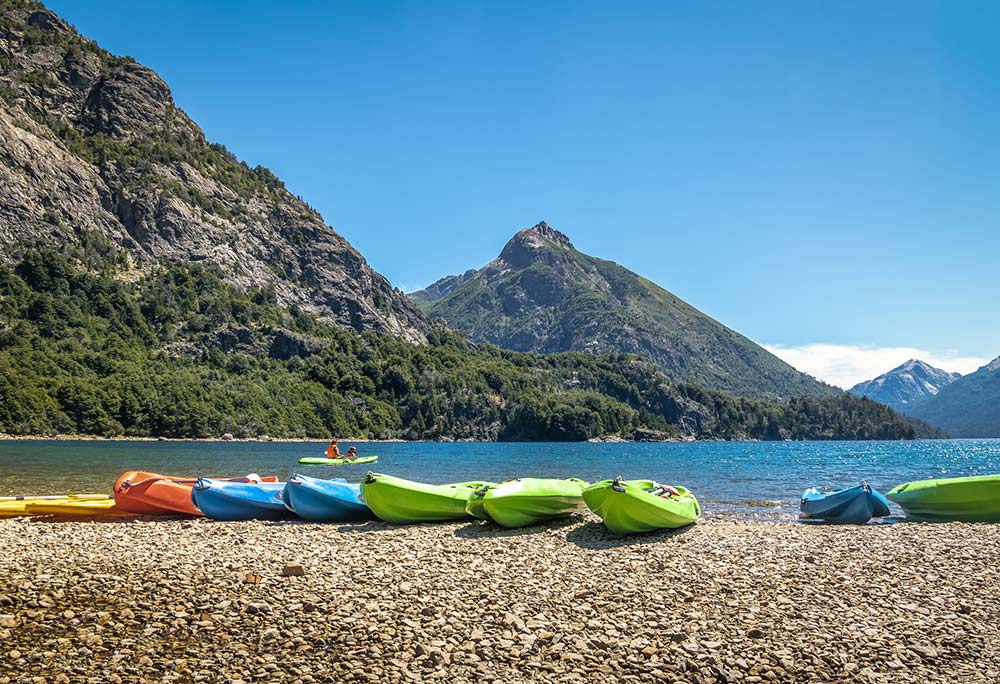 Kayaks and lakes in Bariloche