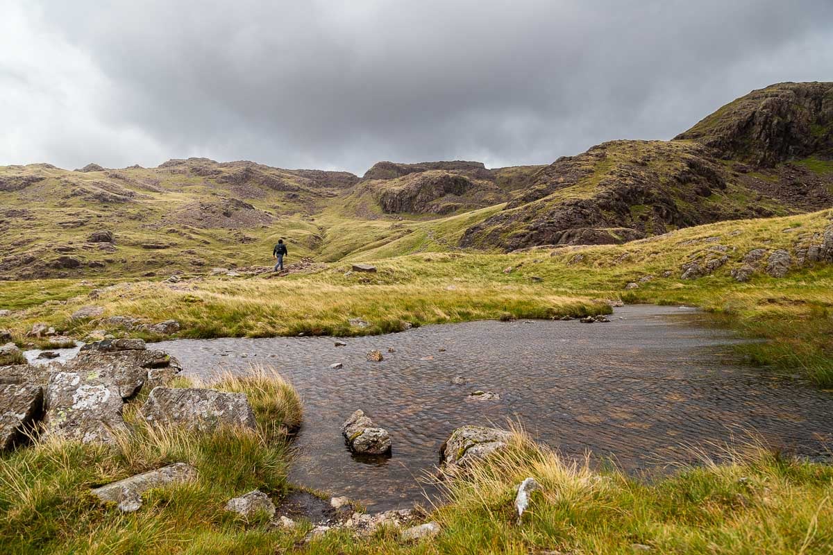 Landscapes in the Lake District along the Scafell Pike hike