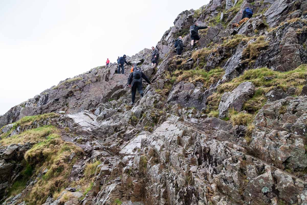 Steep sections of the hike up to Scafell Pike