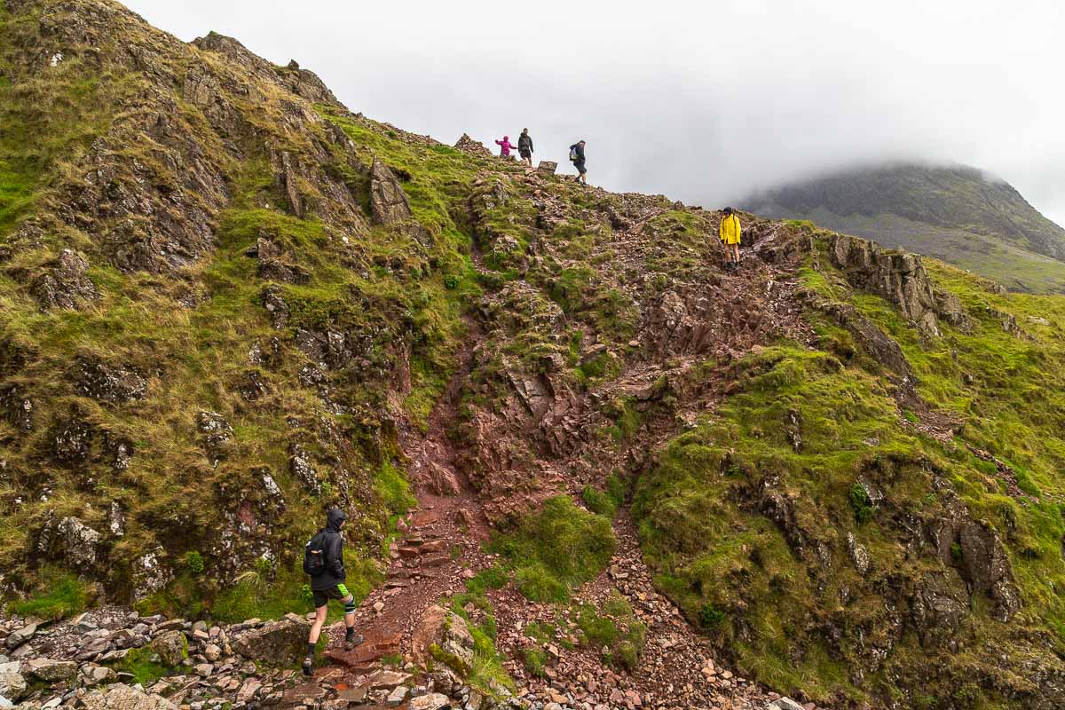 Steep sections of the hike up to Scafell Pike