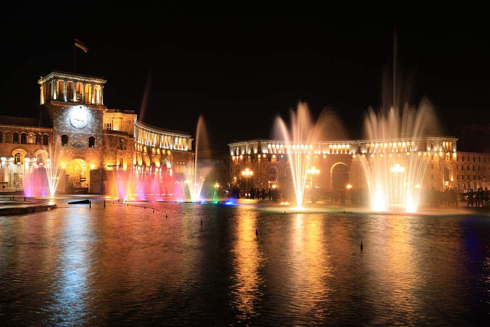 Yerevan Republic Square at night