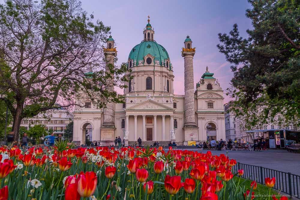 Vienna in the Spring at sunset
